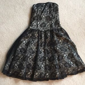 Fancy lace strapless little black dress - EUC prom